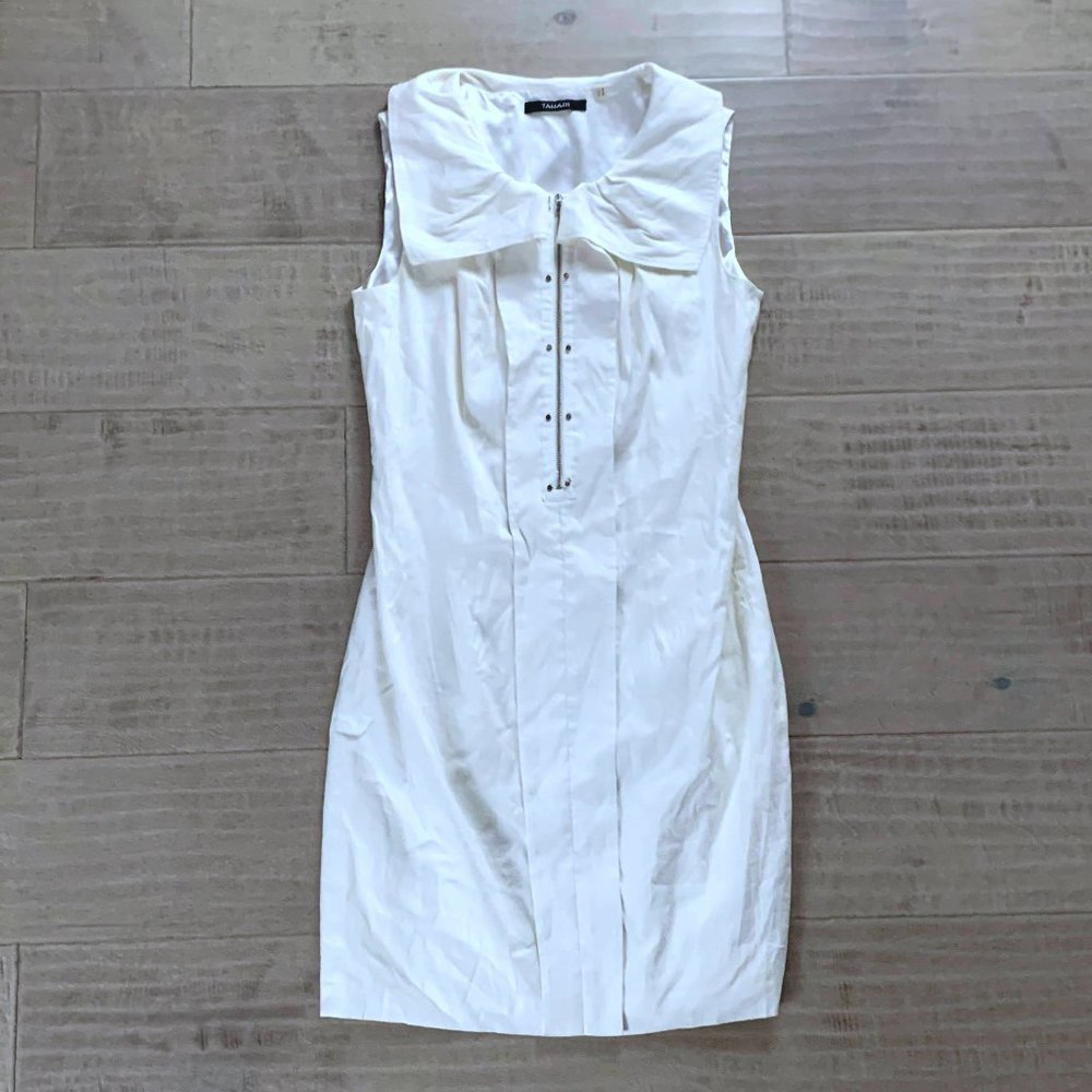 Tahari Collared Sleeveless Sheath Zip-Up Dress